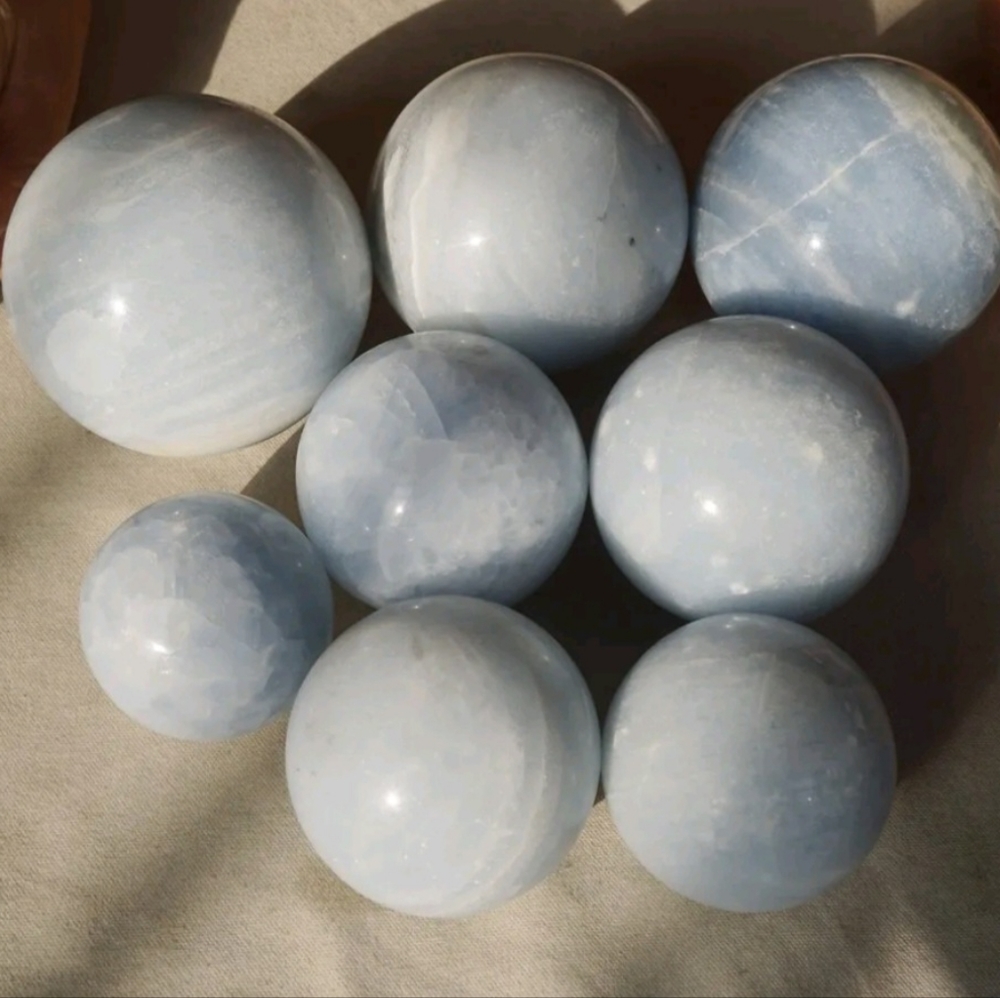 Celestite Natural Stone Sphere - Live Show